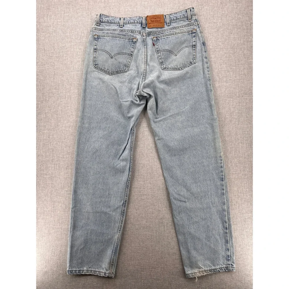 VTG 90s Levis 550 Jeans Men 40x34 Relaxed Tapered USA Made Light Wash Batwing